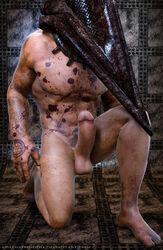 1boy 3d barefoot blood curved_cock dirty erect_nipples erection full_body gay killystein male_only nude penis presenting_penis pyramid_head silent_hill silent_hill_(film) silent_hill_homecoming solo source_filmmaker tattoos testicles