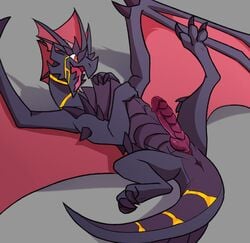 2017 anus blitzdrachin claws dragon feral hi_res ixen_(character) male male_only paws penis solo spread_legs spreading tongue tongue_out wings