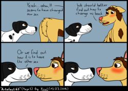 black_lab-dalmatian-mix blush canine comic english_text female feral jess_(kinaj) kinaj male mammal nipples rule_63