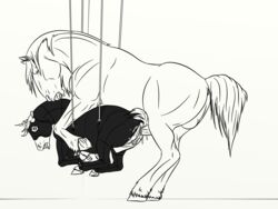 2017 all_fours anal anal_sex animal_genitalia animal_penis anus ass balls bodysuit bondage bound clothed clothing cum cum_in_ass cum_inside doggy_style duo equine equine_penis erection female feral from_behind_position fur hair horn horse horsecock lionsilverwolf male male_penetrating mammal open_mouth orgasm penetration penis pony pussy rubber rubber_suit sex standing straight suspension tight_clothing unicorn