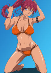 bellows_(suisei_no_gargantia) bikini blue_eyes female human long_hair nyuuface ponytail red_hair solo suisei_no_gargantia