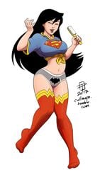 1girls 2017 batman_(series) callmepo color colored dc dc_comics diana_prince female female_only no_pants panties print_panties solo superman_(series) thigh-high_boots wonder_woman wonder_woman_(series)