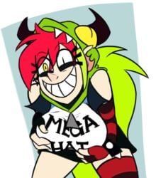 big_breasts demencia_(villainous) female human jumpjump mega_milk red_hair redhead shirt solo villainous