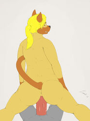 absurd_res anal anthro anus ass big_butt blonde_hair duo erection feline first_person_view fur hair hi_res leevi_(artist) male_only mammal penis sasha siamese