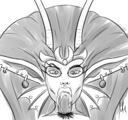 1girls alien alien_girl artist_signature big_hair blowjob ear_piercing fellatio female_focus homestuck homestuck_troll horns jewelry lips m_m male/female monochrome penis pov pov_blowjob pubic_hair source_request the_condesce tiara cum cum_in_mouth angry_eyes looking_at_viewer cum_on_penis