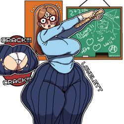 embarrassed_female kindergarten_(game) marlosart ms._lovelett thick_thighs torn_dress voluptuous_female