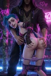 1boy 1girls 2026 3d ai_generated aistuffo anus ass_grab blue_hair butt clothed gloves jinx_(league_of_legends) league_of_legends legs long_hair long_sleeves outside panties panties_down pants purple_eyes pussy revealing_clothes semi_nude slim slim_waist straight tattoos tongue tongue_out tongue_piercing uncensored vagina