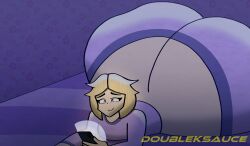2026 2d 2d_(artwork) 2d_artwork ass ass_focus blonde_female blonde_hair butt butt_focus digital_drawing_(artwork) digital_media_(artwork) doubleksauce female huge_ass huge_butt human hyper_ass hyper_butt looking_at_phone lucia_(mr.coco) meat_wall_(body_type) mrcoco pajama_pants pajama_shirt pajamas phone tagme texting