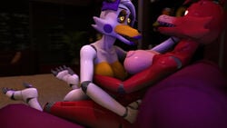 3d absurd_res animatronic anthro armpits big_breasts breasts female fingers five_nights_at_freddy's five_nights_at_freddy's_2 five_nights_at_freddy's_world flirting foxy_(fnaf) hi_res lolbit_(fnaf) machine mammal nipples presenting pussy razorsz robot source_filmmaker teasing video_games