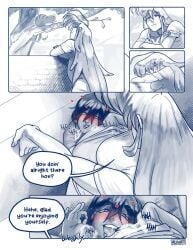 meekbot 2girls yuri belly_worship kissing_belly licking_belly groping_belly taller_female shorter_female breasts big_breasts chubby chubby_female chubby_belly belly blush blushing height_difference size_difference