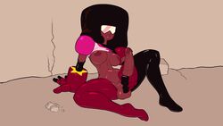 1futa animated black_hair boots breasts dark_skin erection futa_only futanari garnet_(steven_universe) gauntlets gem_(species) gem_fusion gloves goggles intersex large_breasts large_penis masturbation nac_nac nacnac navel nipples no_sound penis shirt_lift sitting solo steven_universe testicles veiny_penis video