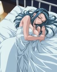 1girls 00s bare_shoulders bed bed_sheet bible_black bible_black_gaiden big_breasts blanket blue_hair breasts completely_nude completely_nude_female female female_focus female_only hair_ornament hairband head_on_pillow head_tilt high_resolution jugglar implied_sex long_hair mochida_junko no_eyewear glasses nude parted_lips petite petite_female pillow sexually_suggestive sidelocks sleeping sleeping_nude solo suggestive teenage_female teenager under_covers upper_body white_skin waking_up ai_generated faithful_to_the_anime after_sex embarrassed retro_artstyle