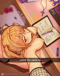 blonde_female blonde_hair death_note dumb egirl goth goth_girl l_lawliet light_yagami misa_amane panties_only picture sarunacuso sending_nudes snapchat snapchat_sexting tits_out