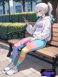 1futa ai_generated athletic athletic_futa big_balls big_penis bulge bulge_through_clothing bulge_under_clothes expressionless flaccid flaccid_penis futa futa_focus futa_only futanari huge_cock hyper_penis large_penis leggings lycra nylon_clothing nylons park park_bench phone public running_shoes saggy_balls shiny_bottomwear side_view skin_tight skinny sneakers tight_clothing tight_pants tights white_shoes white_sneakers yoga_pants yoga_pants_bulge
