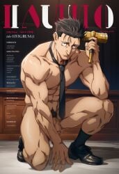 1boy ai_generated ass black_hair hawkchan99 hiromi_higuruma jujutsu_kaisen male male_only masculine muscles muscular muscular_male penis tagme yaoi
