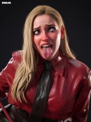 3d 3d_(artwork) ahegao ai_generated blonde_hair busty enielee original_character solid_color_background