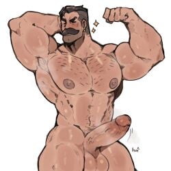1boy _male big_chest big_pecs chest cock deadlock dick erect_cock erect_dick erect_penis erection flexing flexing_arm flexing_bicep fully_naked fully_nude fully_nude_male gay hard_on homfnomf lash_(deadlock) male male_only moustache muscular muscular_male naked naked_male nude nude_male pecs penis solo solo_focus solo_male