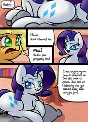 anus applejack_(mlp) ass big_butt comic dialogue earth_pony english_text equine female feral friendship_is_magic horn horse mammal my_little_pony pony pussy rarity_(mlp) slavedemorto text unicorn