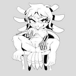 abstract_background absurd_res accipitriform anthro avian beak big_breasts big_head bird breasts claydust fan_character feathers female genitals hi_res inks line_art pinup pose presenting presenting_vulva secretary_bird sega shortstack shortstack_female solo sonic_the_hedgehog_(series) suggestive_look thick_thighs vulva wide_hips