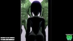 2boys 3d animated dominica9 dubious_consent empressblueva experiment female from_behind frown green_skin grey_body imminent_sex interspecies laboratory large_breasts large_penis larger_male minotaur nude purple_hair raven_(dc) short_hair straight tagme teen_titans video voice_acted