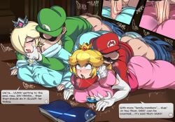 2026 2boy 2d 2d_(artwork) 2girls absurd_res absurdres after_kiss anal anal_sex anal_through_clothes anal_through_dress anal_through_skirt ass big_ass big_breasts big_penis book bottomless_male breast_grab breasts brother_(lore) brothers captain_kirb clothed clothed_sex clothing curvaceous curvy curvy_figure dialogue earrings english english_dialogue english_text eyes_rolling_back female female_penetrated fucked_through_clothes fucked_through_dress fucked_through_skirt fully_clothed gloves hair hair_over_one_eye half-closed_eyes happy_sex huge_ass huge_breasts larger_female light-skinned_female light_skin looking_pleasured luigi male male/female male_penetrating male_penetrating_female mario mario_(series) motion_lines moustache nintendo nipples_visible_through_clothing no_bra penetration penetration_through_clothes penile penile_penetration penis perching_position plap plapping pleasure_face pleasured princess princess_peach princess_rosalina saliva_trail sex sex_from_behind sex_through_clothes sex_through_dress sex_through_skirt size_difference smaller_male super_mario_galaxy teasing text text_box through_clothes tongue tongue_out