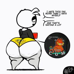 1boy animated ass backview_(artist) backview_(character) big_ass big_butt black_eyes butt cellulite fat_ass fat_butt garfield_(series) garfield_the_cat gif huge_ass huge_butt male male_only meme nickelodeon oc solo spongebob_squarepants_(character) text thick_ass thick_butt underwear white_background white_hair