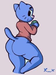 anthro baseball big_ass casual_nudity cat commissions_open digital_drawing_(artwork) digital_media_(artwork) feline femboy furry gumball_watterson half_naked public public_nudity ryuukane the_amazing_world_of_gumball thick_ass thick_thighs