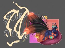 anthro balls bean_bag big_balls big_penis bodily_fluids cum cumshot daeriusus dipstick_tail ejaculation erection excessive_cum excessive_genital_fluids genital_fluids genital_raphe genitals hair hands-free hi_res huge_balls huge_penis hyper hyper_balls hyper_genitalia hyper_penis male mammal markings multicolored_body multicolored_hair nude penis raphe_(anatomy) scrotal_raphe sitting solo tail tail_markings two_tone_body two_tone_hair yellow_eyes