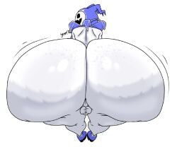 yeah_(artist) shin_megami_tensei jack_frost_(megami_tensei) megami_tensei atlus 2d bluesky_link simple_background highres 1boy male solo solo_male male_only nonhuman demon monster monster_boy snowman white_body hat headwear headwear_only nude naked ass big_ass huge_ass fat_ass ass_bigger_than_head big_butt_(male) ass_focus bending_over presenting_hindquarters standing no_sex looking_back_at_viewer looking_at_viewer looking_back smile smiling smiling_at_viewer balls ballsack backsack thighs thick_thighs cellulite wide_hips dumptruck_ass