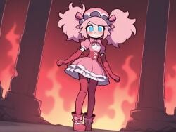 ai_generated bedroom blue_eyes little_woman original_character pink_hair small_breasts underworld waifu waifu_night