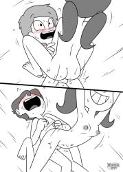 1girls 2boys 3some artist_logo ass balls blush blushing breasts butt comic comic_page cowgirl_position female human lovin'sis lovin_sis lucy_(xierra099) male monochrome nipples no_color nude nude_female nude_male pale_skin pointy_breasts pussy reverse_cowgirl_position sex sex_positions small_breasts smiling teenage_female teenage_girl teenager teenager_on_teenager testicles threesome twintails vaginal vaginal_sex xierra099 young