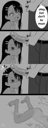 1boy 1girls ass cock_shock completely_nude embarrassed fang hayase_nagatoro jumping loading_icon maho_malice nude o_o penis penis_awe please_don't_bully_me,_nagatoro sketch smug tan tanline