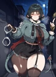 1girls ai_generated alternate_breast_size big_ass big_breasts big_butt big_hips big_thighs black_hair blush boobaai breasts covered_navel curvaceous curvaceous_female curvaceous_figure curvy curvy_figure deep_skin female female_focus green_eyes groping hair hair_between_eyes hair_ornament handcuffs horny horny_female hoyoverse huge_ass huge_breasts huge_butt huge_thighs jane_doe_(zenless_zone_zero) large_ass large_breasts light-skinned_female lips long_hair long_sleeves mihoyo parted_lips rat rat_ears rat_girl rat_tail red_nails sexy smile solo solo_focus stockings straight sweat tail toned_female toned_stomach voluptuous voluptuous_female wide_hips zenless_zone_zero