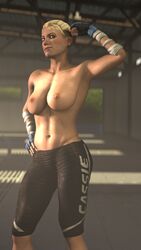 1girls 3d abs armpit arms_up bare_calves biceps big_breasts blonde_hair blue_eyes breasts cassie_cage collarbone earrings female female_only flexing gloves hand_on_hip itwasmedio leggings looking_at_viewer mortal_kombat mortal_kombat_x muscles muscular muscular_female nipples shaved_armpit shaved_side short_hair smirk solo source_filmmaker topless wraps