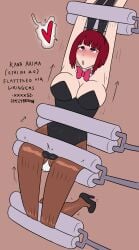 1girls absurd_proportions arima_kana armpits arms_up bizarre blush bob_cut body_modification bunny_costume bunny_ears bunny_girl bunny_tail bunnygirl bunnysuit camel_toe cameltoe color colored english_text enjoying eyes_rolling_back female female_focus female_only flattened flattening flattening_fetish high_heels medium_breasts objectification open_mouth orgasm_face oshi_no_ko playboy_bunny playboy_bunny_costume playboy_bunny_leotard playboy_outfit playboy_suit pleasure_face pleasured pussy pussy_bulge pussy_visible_through_clothes red_eyes red_hair short_hair simple_background simple_shading stretched_pussy stretching transformation vagina vagina_visible_through_clothing xxxx52