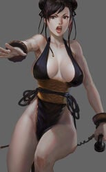 1girls alternate_costume chun-li female female_only grey_background solo street_fighter tagme youyi