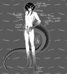 1boy animal_genitalia crocodile_tail crocodilian crocodilian_penis digital_media_(artwork) hemipenes horns male male_only oc original_character penis reference_sheet reptile reptile_penis reptile_tail solo soul_eater victor_gorgon