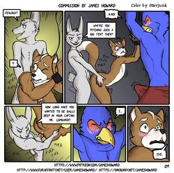 3boys anal anal_sex armpits avian beak bird blush bulge canine clenched_teeth closed_eyes comic erection falco_lombardi falcon forced fox fox_mccloud furaffinity_username furry gay highres humanoid_penis inkbunny_username james_howard lagomorph male mammal nintendo otterjunk page_9 page_number patreon patreon_username penetration penis rabbit rape sex star_fox teeth text topless trembling url veins veiny_penis watermark yaoi