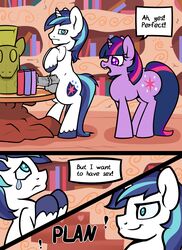 alicorn animal_genitalia animal_penis balls book comic dialogue duo english_text equine equine_penis erection female feral friendship_is_magic hi_res horn horsecock male mammal my_little_pony penis shining_armor_(mlp) slavedemorto text twilight_sparkle_(mlp) unicorn wings