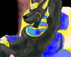 anthro anubian_jackal anubis canine deity erection jackal male mammal penis randomdragon yaoi