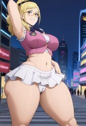 ai_generated bbw cameltoe exposing_self melissa_shield miniskirt my_hero_academia night posing public_exposure underwear white_panties