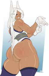 1girls absurd_res absurd_resolution absurdres ass ass_focus bare_shoulders big_ass big_butt blush blush_lines boku_no_hero_academia bunny_ears bunny_girl bunny_tail bunnygirl curvaceous curvy curvy_female curvy_figure dark-skinned_female dark_skin fat_ass female female_focus female_only gloves gorgoden_weiner hi_res high_resolution highres large_ass long_hair looking_at_viewer looking_back looking_over_shoulder mirko miruko muscular muscular_female my_hero_academia pov_eye_contact rabbit_girl red_eyes rumi_usagiyama shounen_jump simple_background smile smiling smiling_at_viewer solo solo_female solo_focus sweat sweating sweaty_arms sweaty_ass sweaty_body sweaty_butt sweatyy tagme thick_thighs thighhighs thighs toned toned_arms toned_female voluptuous voluptuous_female white_gloves white_hair