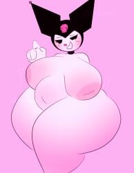 anthro belly chubby chubby_female completely_nude completely_nude_female headgear inverted_nipples kuromi large_areolae large_belly large_breasts large_butt looking_at_viewer onegai_my_melody pink_nipples pink_nose prekupre sagging_breasts sanrio self_upload sitting thick_ass thick_legs thick_thighs white_fur