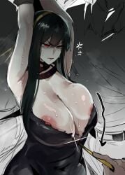 1boy 1girls annoyed areola ass assassin big_areola big_ass big_breasts big_nipples big_thighs black_and_white black_hair breasts butt cleavage female handcuffed hi_res huge_areola huge_ass huge_breasts huge_thighs kurenaiz1 large_breasts long_hair looking_at_viewer male nipples red_eyes smile spy_x_family stiletto_(weapon) sweat sweatdrop sweating taking_clothes_off thick_hips thick_thighs thighs thorn_princess trap_(disambiguation) trapped yor_briar yor_forger