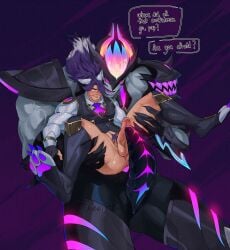 aatrox anima_squad_series anus ass balls bara battle_wolf_yasuo big_balls big_penis blush clothing darkin demon_humanoid dominant dominant_male domination erection gay_domination league_of_legends long_hair male male_only muscular_male non-human penis primordian_aatrox punbun_4fun riot_games scar size_difference tight_clothing yasuo