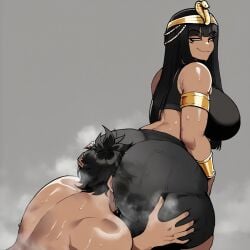 ai_generated ass ass_focus ass_in_face ass_on_face ass_worship big_booty_latina big_breasts black_shorts booty_shorts breasts brown_body brown_female civitai dark-skinned_female dumptruck_ass facesitting fat_ass femdom gigantic_ass goddess hotpants huge_ass larger_female latina latina_female latina_milf malesub mythology queen rimming shorts smaller_male sweat sweating sweaty sweaty_body sweaty_breasts sweaty_butt thiccwithaq_(ai_style) wide_hips