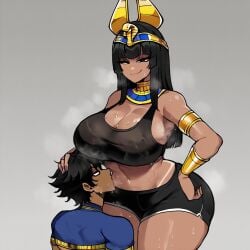 ai_generated big_booty_latina big_breasts big_butt black_bra black_legwear black_panties black_shorts boobs_on_head booty_shorts breast_worship breasts_bigger_than_head breasts_on_face breasts_out bubble_ass bubble_butt civitai dark-skinned_female dumptruck_ass egyptian_goddess egyptian_headdress egyptian_mythology fat_ass femdom fertility_goddess fit fit_female fit_mom goddess hotpants huge_ass huge_butt implied_sex interracial larger_female latina latina_female male/female malesub mandaballs perfect_body queen round_ass round_butt royalty sex shorts smaller_male sweat sweating sweaty sweaty_ass sweaty_body sweaty_breasts teasing teasing_penis thiccwithaq_(ai_style) venus_body wide_hips