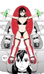 ayase_momo bra color_edit dandadan female imminent_rape kneehighs manga_page panties restrained restraints