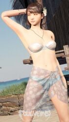 1girls 3d asian asian_female beach bra breasts dress_swimsuit female female_only foulveins fully_clothed japanese koyuki_(ryuu_ga_gotoku) panties pose posing ryuu_ga_gotoku see-through_dress short_hair solo swimsuit yakuza_(series)