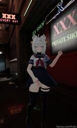 filian filian_(vtuber) fox_ears fox_girl fox_tail indie_virtual_youtuber light-skinned_female no_panties purple_eyes skirt straight virtual_youtuber vrchat vtuber white_hair